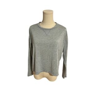 Forever 21 Contemporary Cropped T-Shirt Long-Sleeved Pale Heather Blue M​